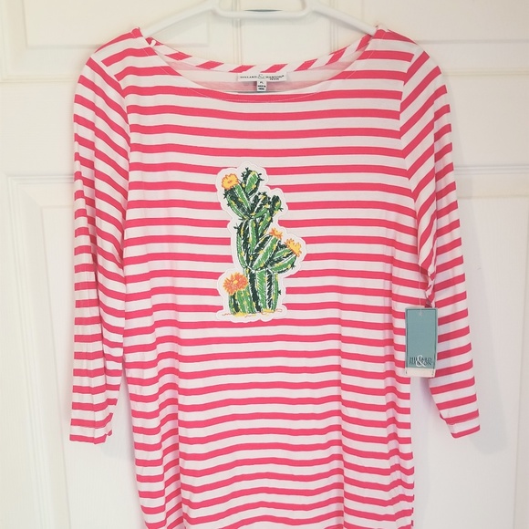 Hillard & Hanson Knit Top NWT Pink White Floral - Picture 1 of 6